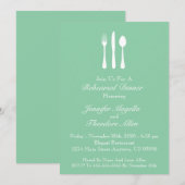 Classy Utensils Rehearsal Dinner Invite (groen) Kaart (Voorkant / Achterkant)