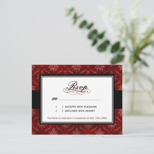 Classy Velvet Reply Cards RSVP Kaartje (Staand voorkant)