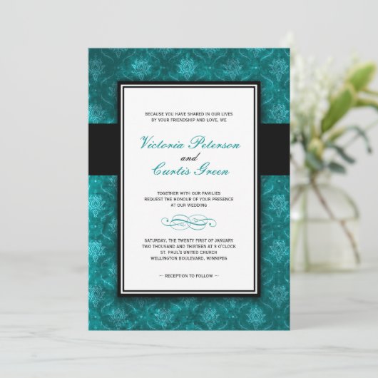 Classy Velvet Wedding Invitations Kaart (Staand voorkant)