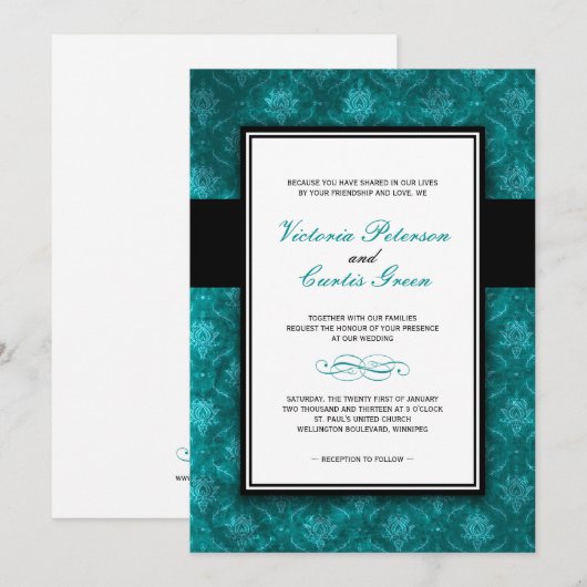 Classy Velvet Wedding Invitations Kaart (Voorkant / Achterkant)