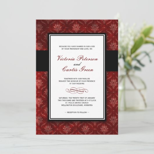 Classy Velvet Wedding Invitations Kaart (Staand voorkant)