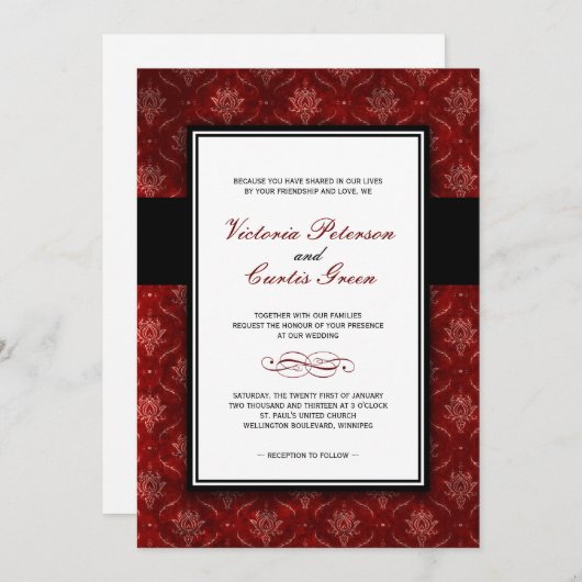 Classy Velvet Wedding Invitations Kaart (Voorkant / Achterkant)