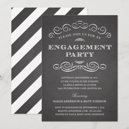 CLASSY-VERLOVING | INVITE VAN DE BETROKKENE KAART (Voorkant / Achterkant)