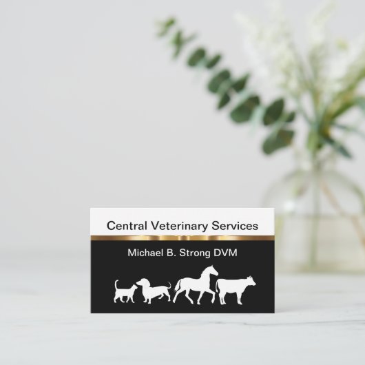 Classy Veterinarian Pet Animals Visitekaartje (Staand voorkant)