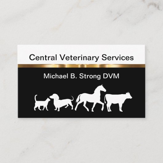 Classy Veterinarian Pet Animals Visitekaartje (Voorkant)