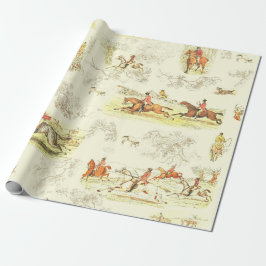Classy Vintage English Horse Riders Hounds Hunting Cadeaupapier