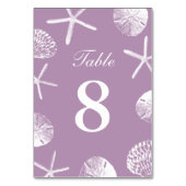 Classy Violet Beach Theme Seashells Tafelnummers (Achterkant)