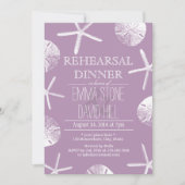 Classy Violet Beach Theme Wedding Rehearsal Dinner Kaart (Voorkant)