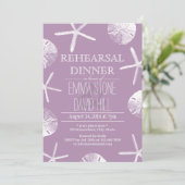 Classy Violet Beach Theme Wedding Rehearsal Dinner Kaart (Staand voorkant)