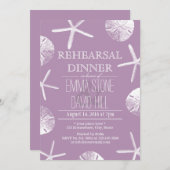 Classy Violet Beach Theme Wedding Rehearsal Dinner Kaart (Voorkant / Achterkant)