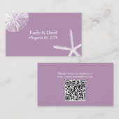Classy Violet Beach Theme Wedding Website Invoegen Informatiekaartje (Voorkant / Achterkant)