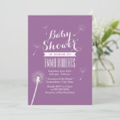 Classy Violet Dandelion Baby Shower-uitnodigingen Kaart (Staand voorkant)