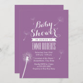Classy Violet Dandelion Baby Shower-uitnodigingen Kaart (Voorkant / Achterkant)