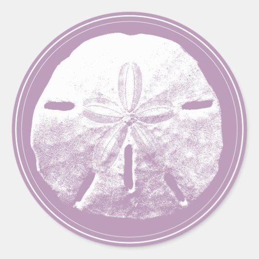 Classy Violet Sand Dollar Beach Wedding Favoriet Ronde Sticker (Voorkant)