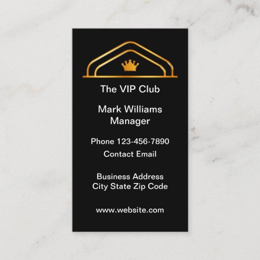 Classy VIP Club Crown Vertical Visitekaartjes (Voorkant)