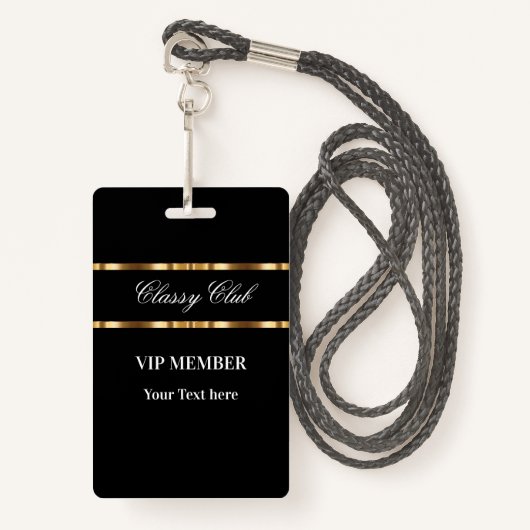 Classy VIP Member Club Guest Badge (Voorkant met draagriem)