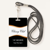 Classy VIP Member Club Guest Badges (Voorkant met draagriem)