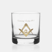 Classy vrijmetselaar monogram whisky glas (Voorkant)
