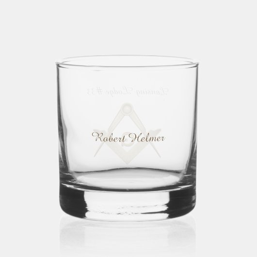 Classy vrijmetselaar monogram whisky glas (Achterkant)