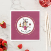 Classy Vrouw Personalized Wine Birthday Napkin Servet (Insitu)