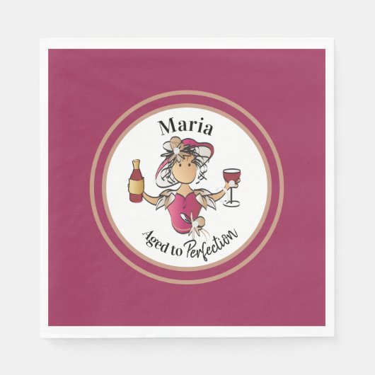Classy Vrouw Personalized Wine Birthday Napkin Servet (Voorkant)