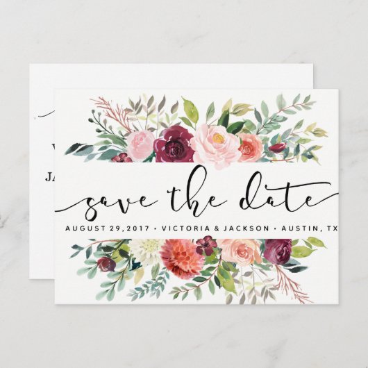 Classy Waterverf Autum bruiloft opslaan van de dat Aankondigingskaart (Voorkant / Achterkant)