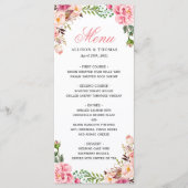 Classy Waterverf Blush Pink Floral Wedding Menu (Voorkant)