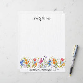 Classy Waterverf Floral Aangepaste Naam Adres Briefhoofd