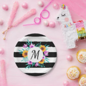 Classy Waterverf Floral gepersonaliseerd monogram Papieren Bordje (Feest)