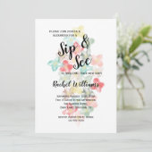 Classy Waterverf Flowers Sip & See Kaart (Staand voorkant)