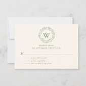 Classy Waterverf Greenery Wreath Monogram RSVP Kaartje (Voorkant)