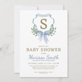 Classy Waterverf Monogram Jongen Baby shower Kaart