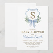 Classy Waterverf Monogram Jongen Baby shower Kaart (Voorkant / Achterkant)