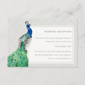 Classy  Waterverf Peacock Weddenschap Informatiekaartje (Voorkant)
