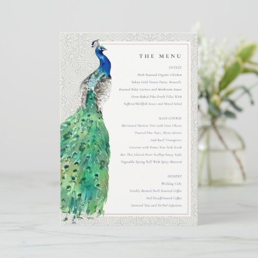 Classy  Waterverf Peacock Weddenschapskaart Bedankkaart (Staand voorkant)