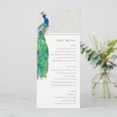 Classy  Waterverf Peacock Weddenschapskaart Kaart (Staand voorkant)
