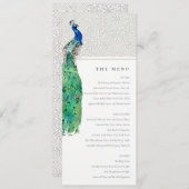 Classy  Waterverf Peacock Weddenschapskaart Kaart (Voorkant / Achterkant)