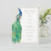 Classy  Waterverf Peacock Wedding Programme Bedankkaart (Staand voorkant)
