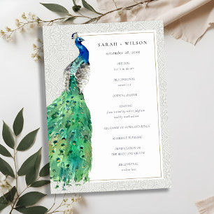 Classy  Waterverf Peacock Wedding Programme Bedankkaart