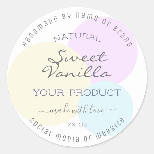 Classy Waterverf Productverpakkingslabel op wit Ronde Sticker (Voorkant)