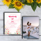 CLASSY WATERVERF ROZE BLOEMIGE BRUILOFT KAART