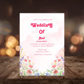 CLASSY WATERVERF ROZE BLOEMIGE BRUILOFT KAART