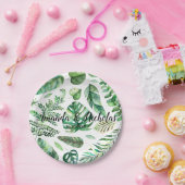 Classy Waterverf tropische bladeren groen Bruiloft Papieren Bordje (Feest)