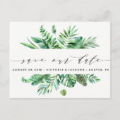 Classy Waterverf Tropische Bladeren Save Our Date  Aankondigingskaart (Voorkant)