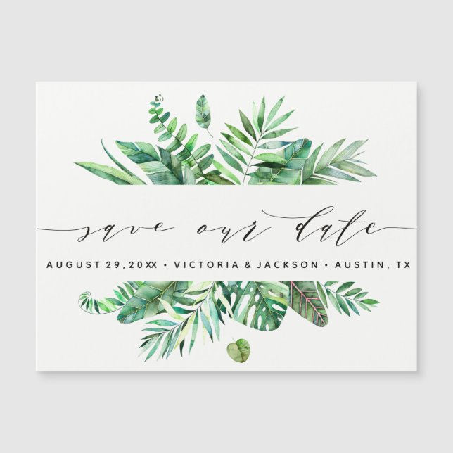 Classy Waterverf Tropische bladeren sparen onze da (Voorkant)