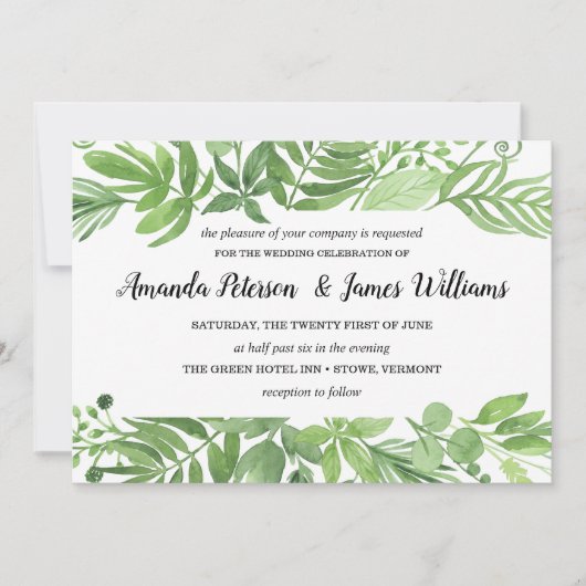 Classy Waterverf wild beadow green Wedding Kaart (Voorkant)