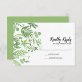Classy Waterverf wilde weide groen Bruiloft RSVP (Voorkant / Achterkant)