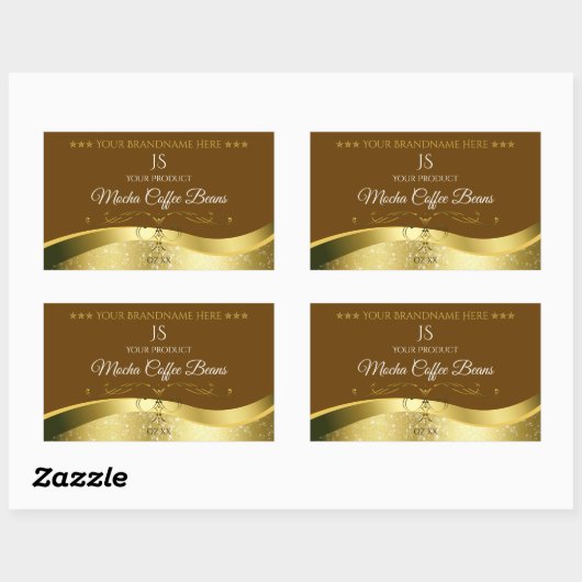 Classy Wavy Gold Decor Donkerbruin Monogram Label (Vel)