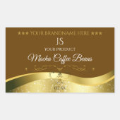 Classy Wavy Gold Decor Donkerbruin Monogram Label (Voorkant)