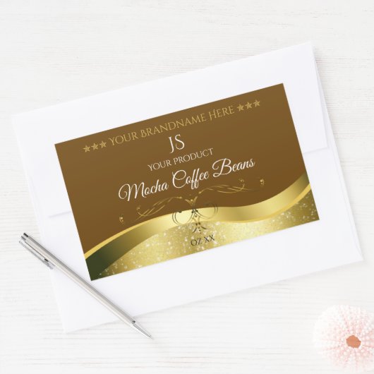 Classy Wavy Gold Decor Donkerbruin Monogram Label (Envelop)